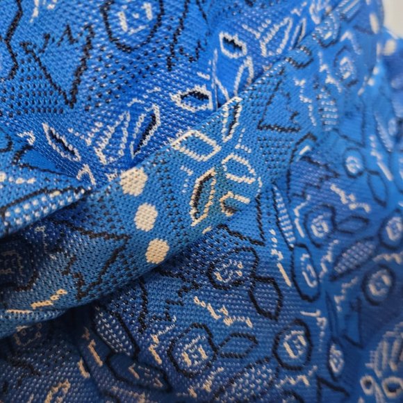 Vintage Dress Blue Bandana Print Jule Wyn New York Zip Back Belted Faux Pockets - Picture 4 of 11